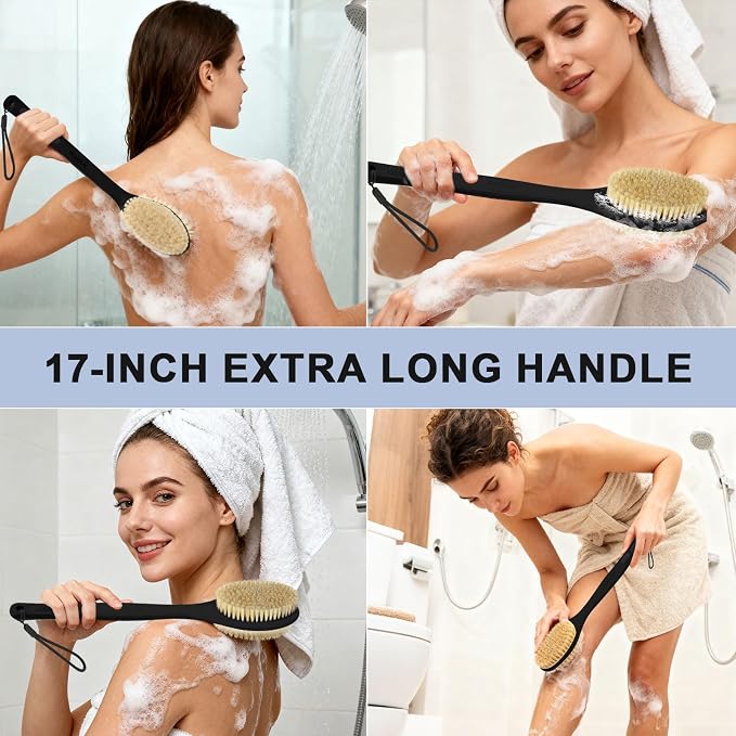 Back Scrubber, Back Scrubber for Shower, Bath Brush Long Handle for Shower - Image 3