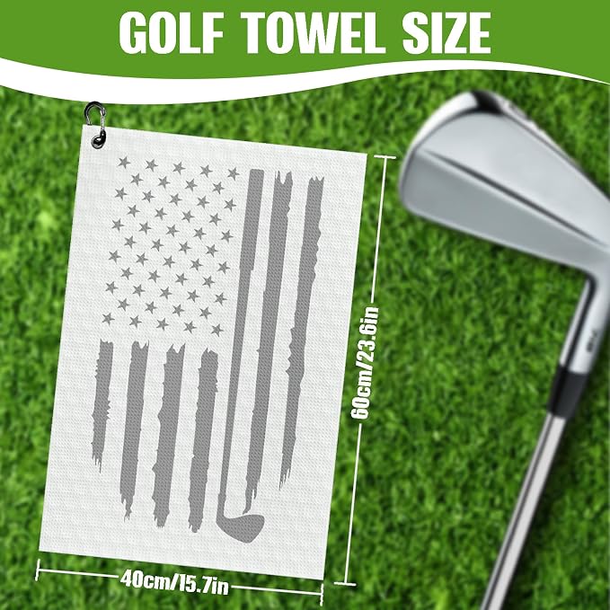 American Flag Microfiber Waffle Golf Towel - Image 2