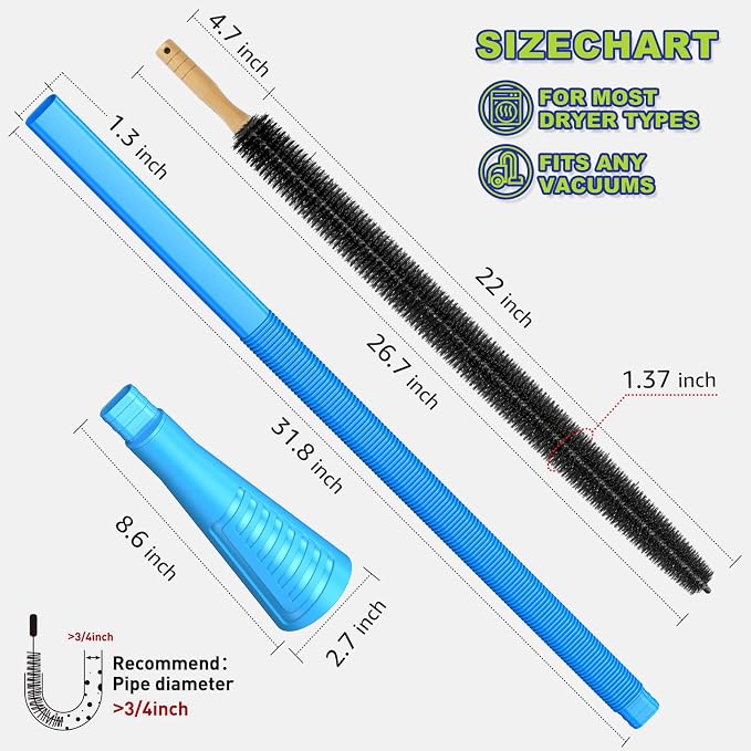 Sealegend 2 Pieces Dryer Vent Cleaner Kit and Dryer Lint Brush Vacuum Hose - Image 6