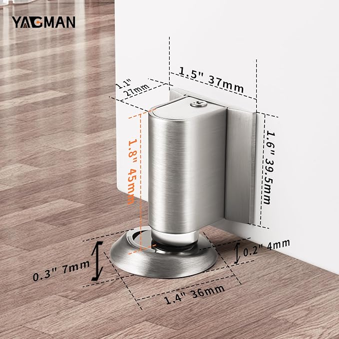 3 Pack Magnetic Door Stoppers Retractable Bottom of Door Holder No Drilling - Image 2