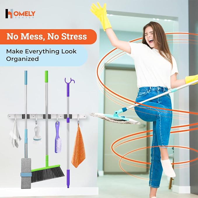 Mop and Broom Holder Wall Mount – Heavy-Duty Closet Organizer - Image 9