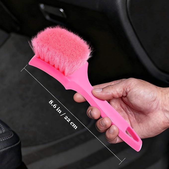 Pink Carpet Brush for Women, Soft Nylon Bristles for Cleaning Leather Seats and - Image 6