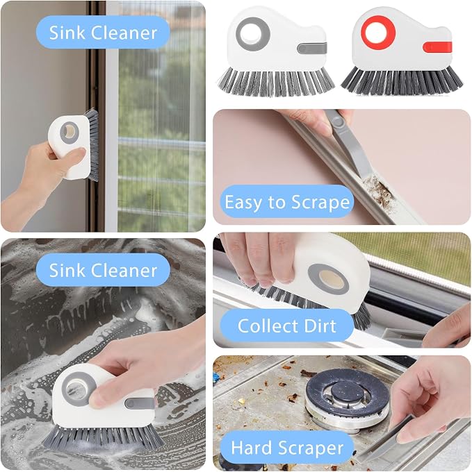 Hecila 2 in 1 Grooves Cleaning Brush Window Track Cleaning Tool Hard Bristle - Image 7