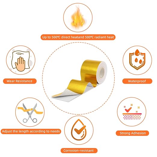 Zonon 2 Rolls Aluminum Foil Tape Heat Shield Tape Barrier Adhesive Reflective - Image 3