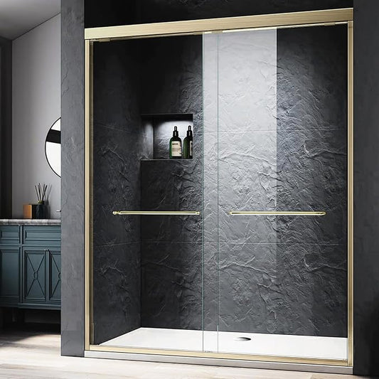 Glass Shower Door, 56-60'' W x 72''H Bypass Sliding Door Semi-Frameless Shower by Glazenclos