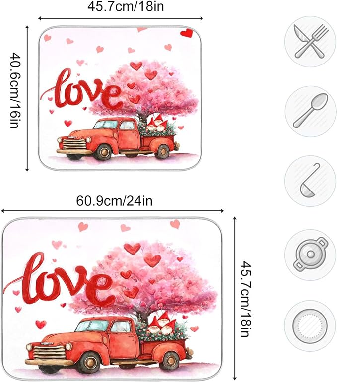 Valentine’s Day Love Tree Dish Drying Mat - Image 3