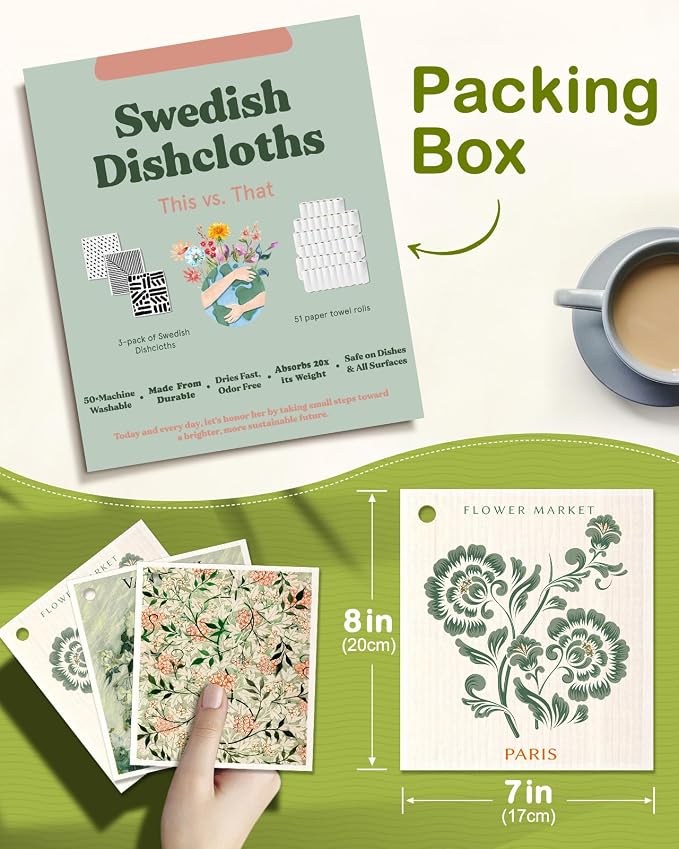 6 Pack Swedish Dishcloths for Kitchen - Image 2