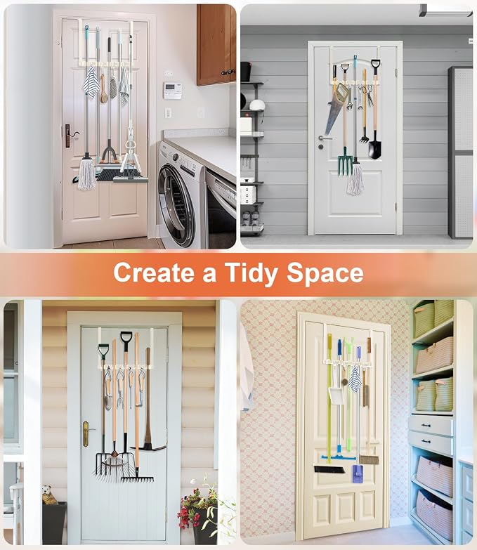 Broom Holder Over The Door Drilling Free Mop and Broom Holder - Image 4