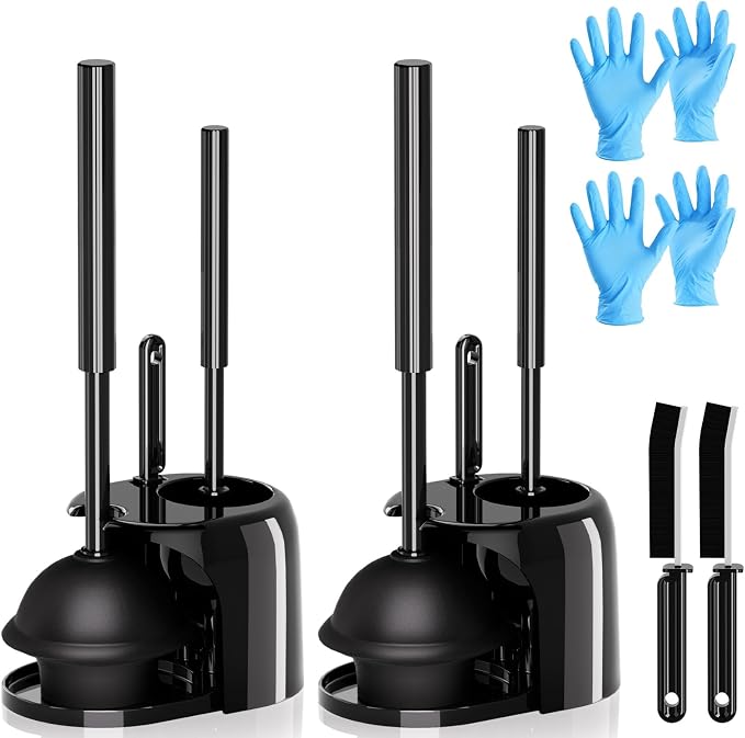 2 Pack 4 in 1 Toilet Brush and Plunger Set by Unknown