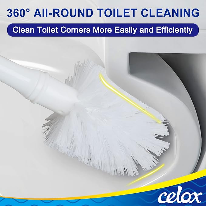 CELOX Toilet Bowl Brush and Holder, Compact Toilet Brush - Image 3
