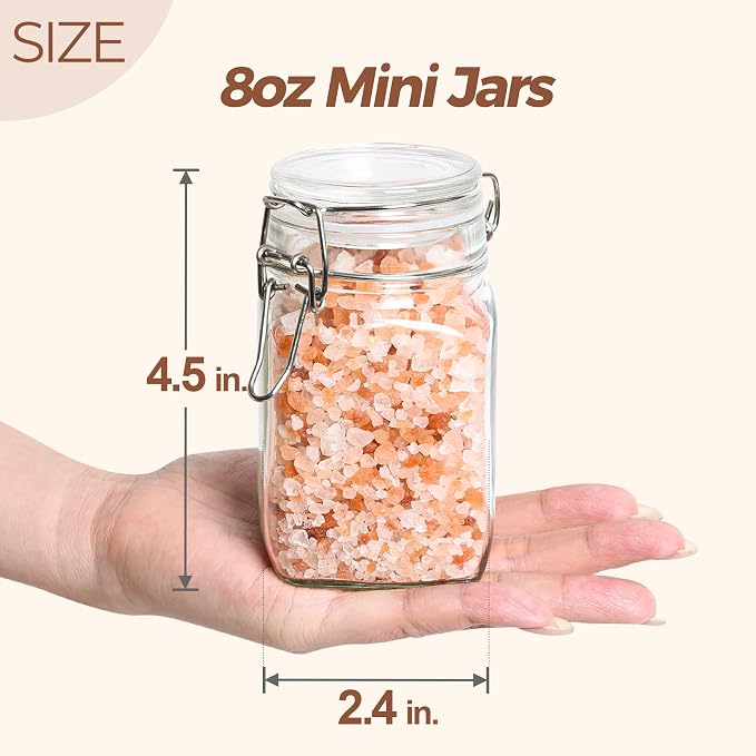 ComSaf Small Glass Jars with Airtight Lid Set of 6, Spice Jars 8 oz, Mason Jars - Image 2