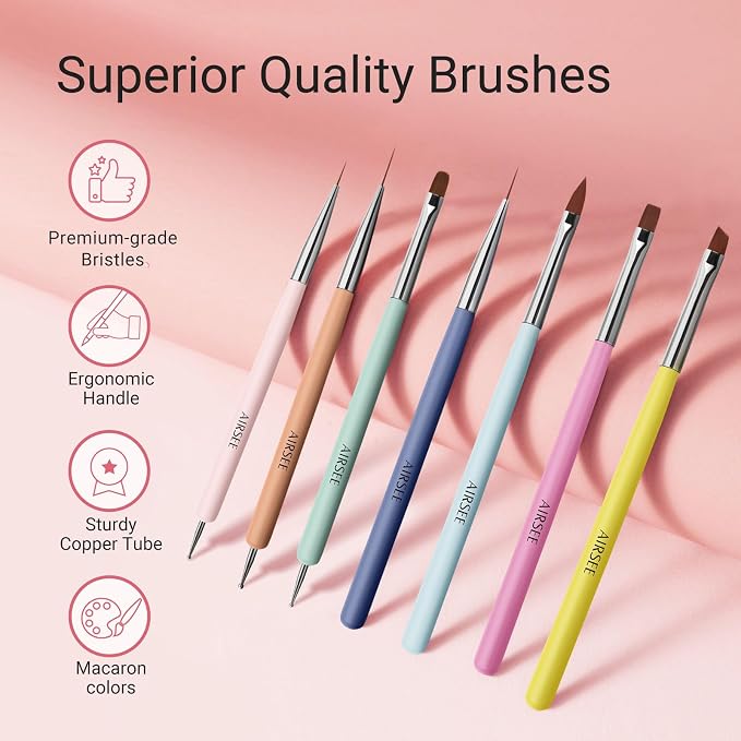 AIRSEE Gel Polish Nail Art Brushes set, DIY Manicure Tools Gift - Image 2