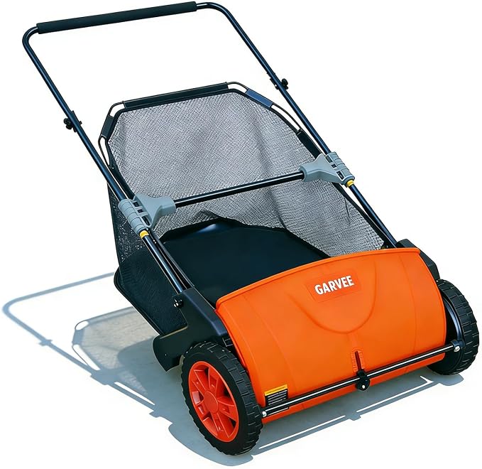 Manual Push Lawn Sweeper 21-Inch, Yard Leaf & Debris Collector by GarveeLife