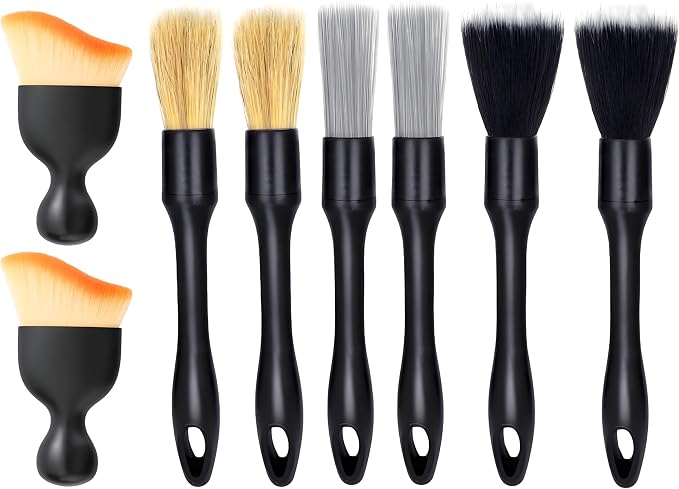 8 PCS Car Detailing Brush Set, Car Interior and Exterior Soft Bristle Cleaning by Riomhorry