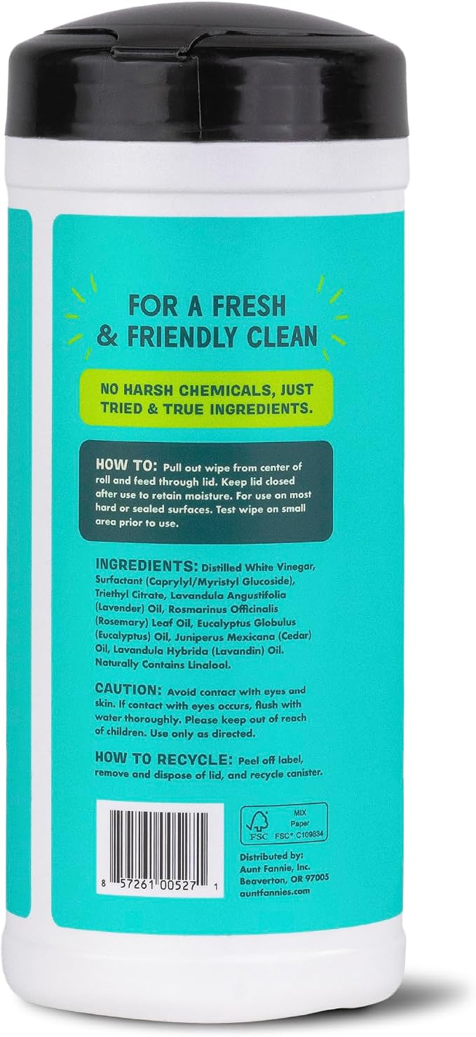 Aunt Fannie's Natural Cleaning Vinegar Wipes, Eucalyptus Scent - Image 7