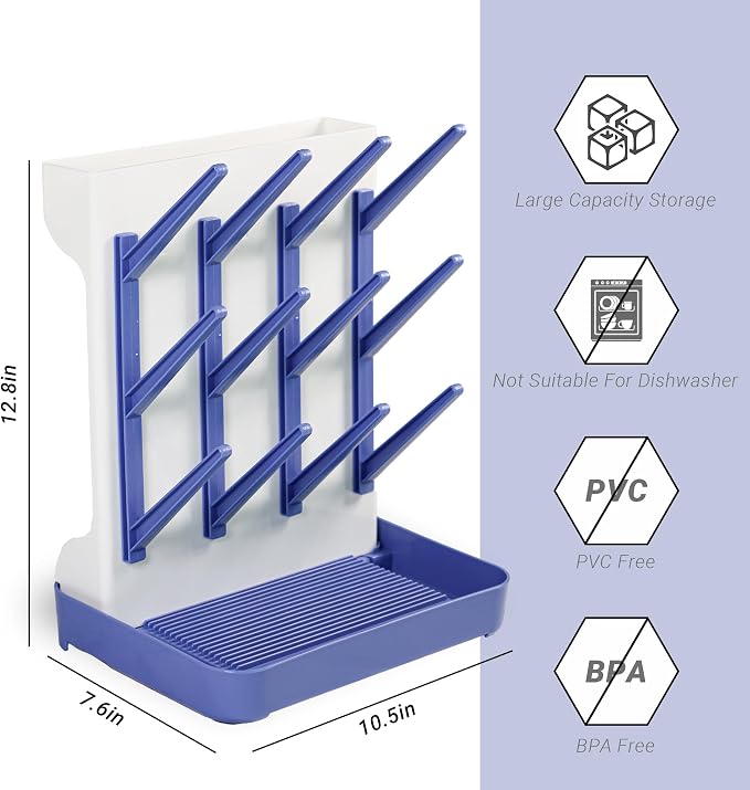 Baby Bottle Drying Rack: Vertical Space Saving Standing Bottle Organizer - Image 2