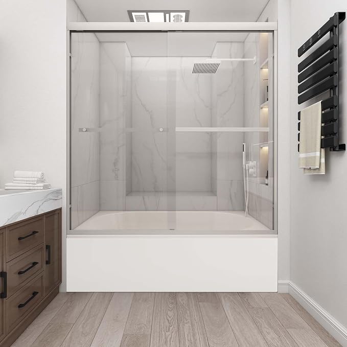 Tub Shower Door 56-60" W x 60" H, Polished Chrome Bathtub Door - Image 7