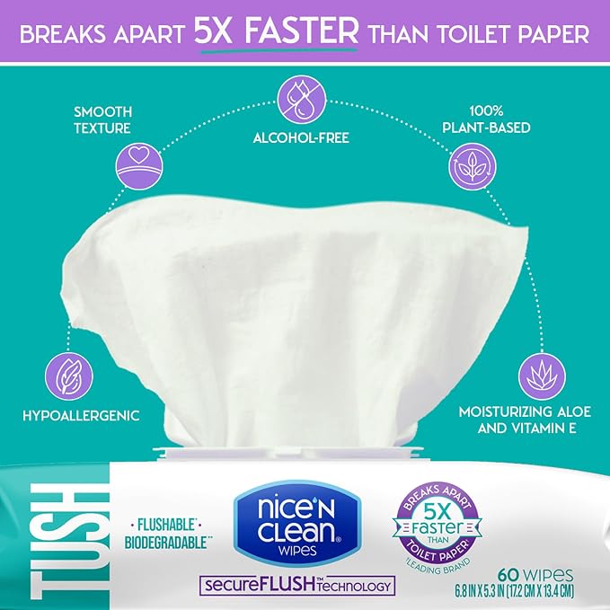 Nice 'N Clean SecureFLUSH Flushable Wet Wipes | Moist Toilet Tissue - Image 8