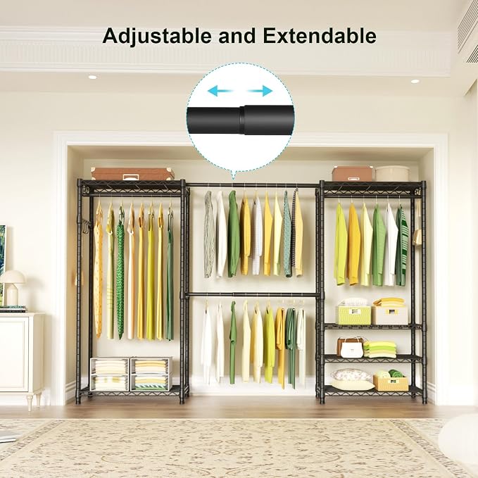 Ulif E1 Heavy Duty Closet Garment Rack, 6 Tiers Adjustable Metal Freestanding - Image 3