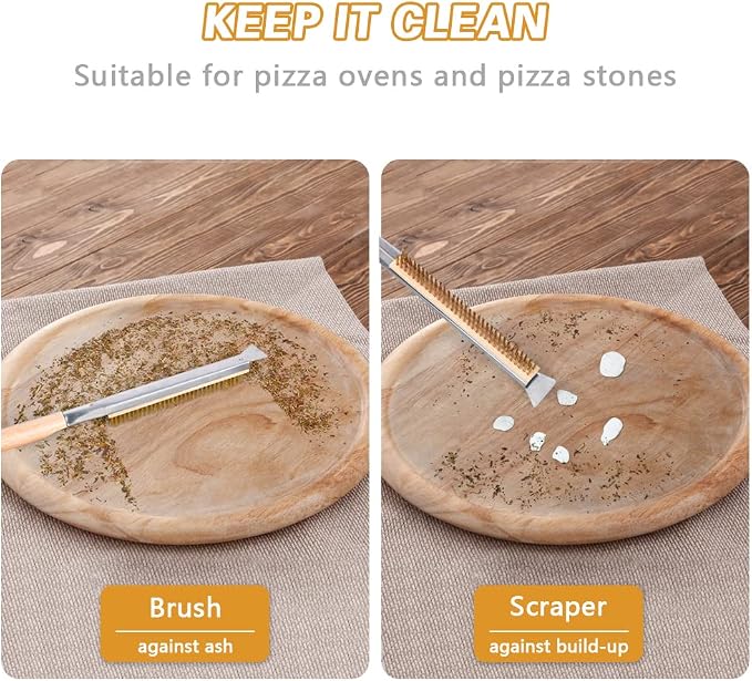 Pizza Oven Brush, BBQ Grill Cleaning Brush Non Scratch Heat Proof Brass Bristles - Image 4