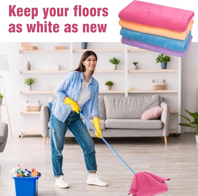 4 Pcs Multicolor Extra Large Microfiber Cleaning Cloth 30 x 20 Inch Reusable - Image 6