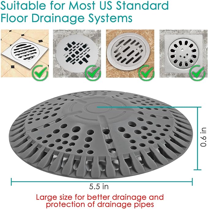 Shower Drain Hair Catcher, 2 Pack 5.5in Shower Hair Catcher Large Premium - Image 4
