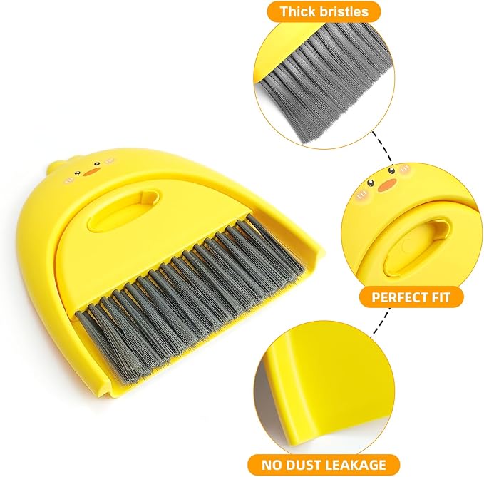 Small Broom and Dustpan Set, SUP Cute Little Yellow Duck Hand Mini Broom and - Image 3