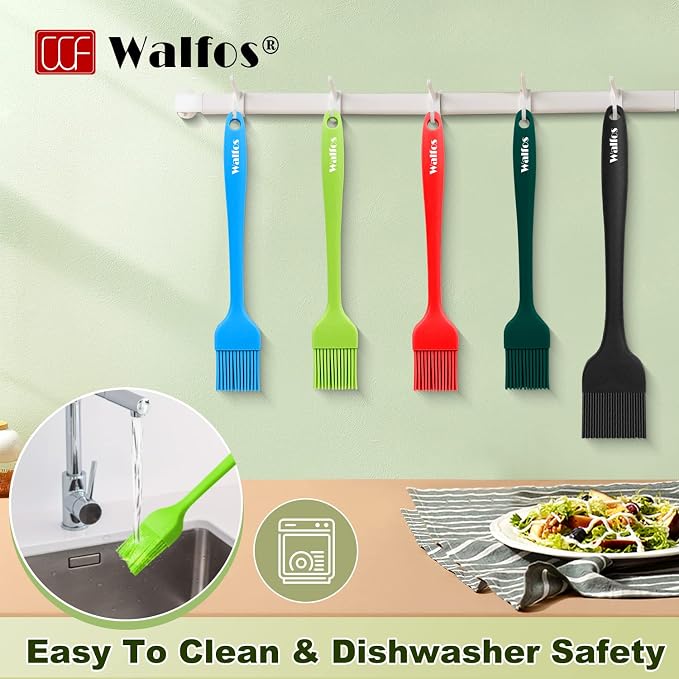 Walfos Silicone Basting Brush Set, 5 Pieces Heat Resistant Pastry Brush - Image 9