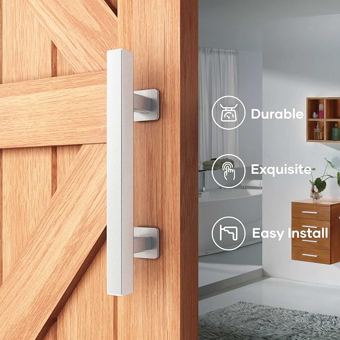 EaseLife 12" Stainless Steel Sliding Barn Door Handles and Pulls, Double Sided - Image 2