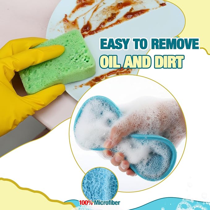 12 Pack Dish Sponges Kitchen Non-Scratch Microfiber and Compressed Cellulose - Image 5