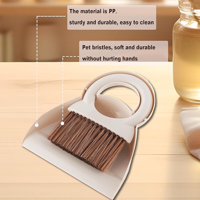 Round Handle Brush and Dustpan Set Small Broom & Dustpan Portable Handheld - Image 4