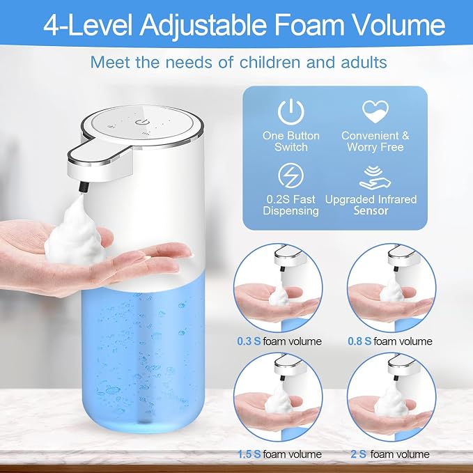 Automatic Foaming Soap Dispenser, Touchless Hand Soap Dispenser Rechargeable - Image 3