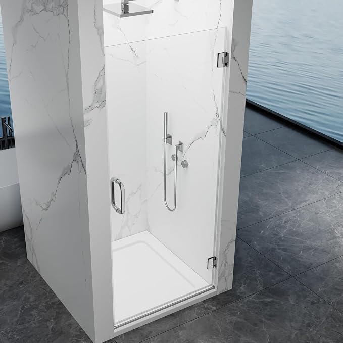 Framelss Hinged Shower Door, 3/8" Tempered Glass - Image 2