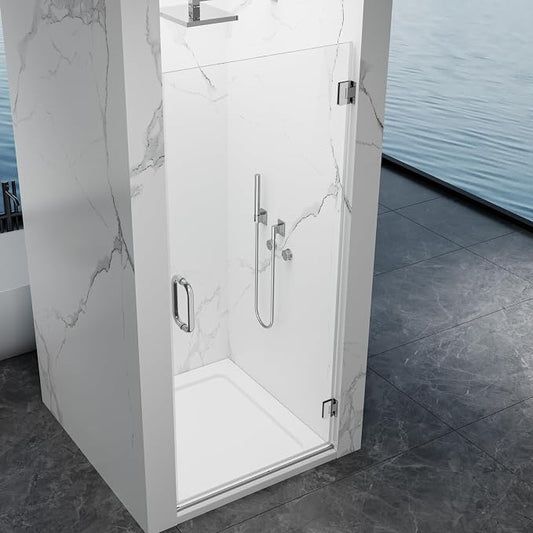 Framelss Hinged Shower Door, 3/8" Tempered Glass - Image 2