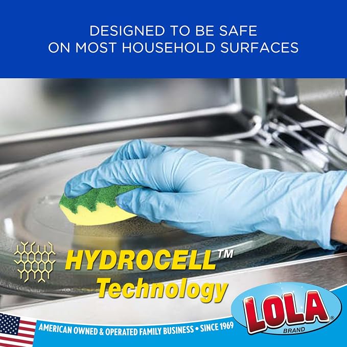 LOLA Heavy Duty Scrub Sponges, 2 Pack, Made in USA, Superior Sponge Lasts up to - Image 3