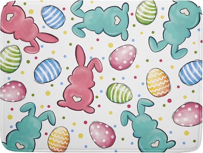 Easter Dish Drying Mat for Kitchen Counter Colorful Bunny Holiday Microfiber by Unknown