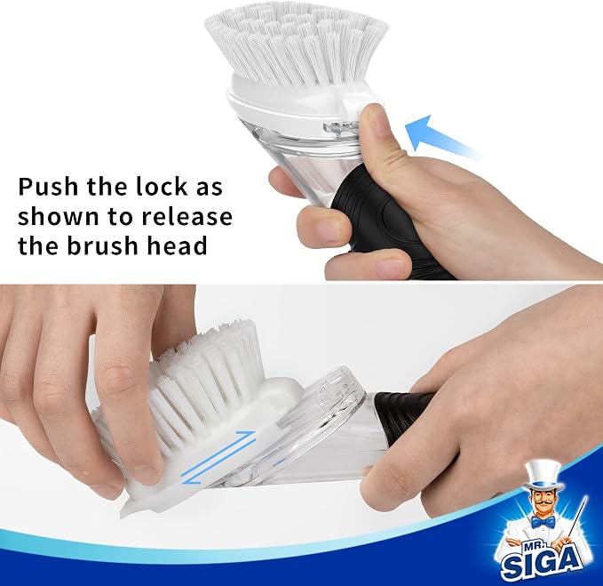 MR.SIGA Soap Dispensing Dish Brush Storage Set, Kitchen Brush - Image 4