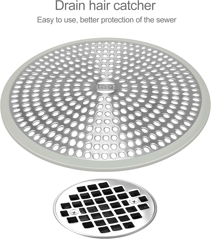 LEKEYE Shower Drain Hair Catcher | Strainer | Shower Stall Drain Cover | - Image 2