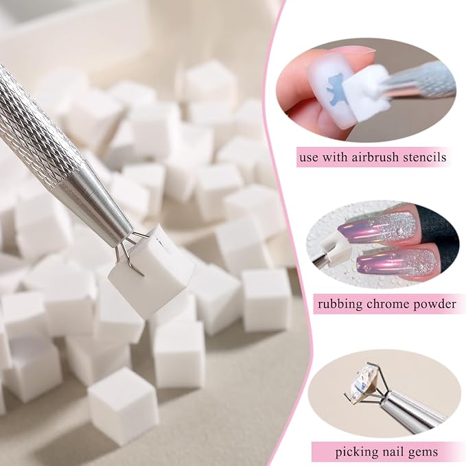 100Pcs Soft Nail Sponges for Ombre, Gradient Effect White Nail Art Sponges - Image 6
