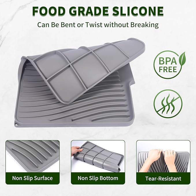 Silicone Dish Drying Mat 16x13 Multiple Usage, Easy clean, Eco-friendly - Image 2