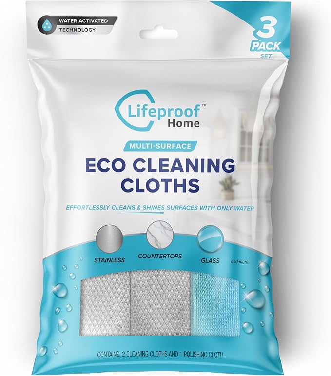 Lifeproof Streakless Microfiber Eco Cleaning Cloth Set by LifeproofHome