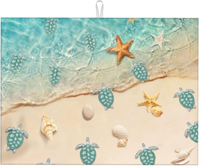 Sea Turtles Beach Dish Drying Mat by Unknown