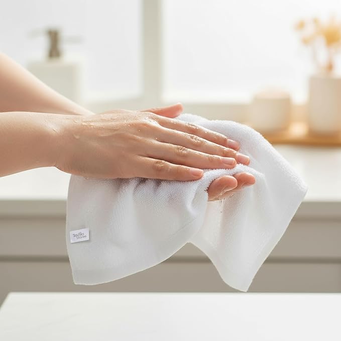 Basic Wash Cloths 12x12 Inches – Pack of 12 – White Color – Soft and Absorbent - Image 3