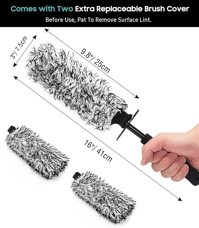 YeewayVeh 3PCS Wheel Cleaning Brush, Microfiber Flat Wheel Rim Cleaner Brush - Image 5