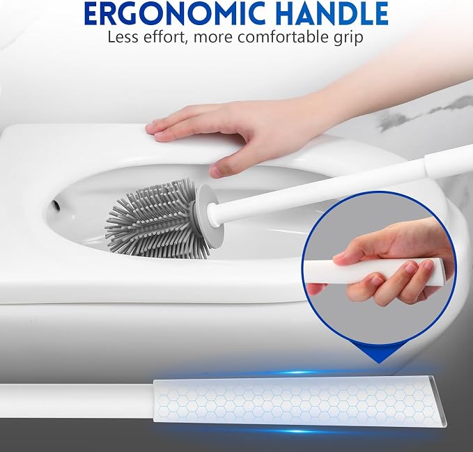 Toilet Brush and Holder Set, Silicone Toilet Bowl Brush, Bathroom Accessories - Image 5
