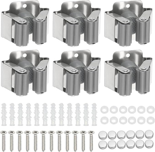 PATIKIL Broom and Mop Holder, 6 Pack Wall Mounted Stainless Steel Mop Hanger by PATIKIL
