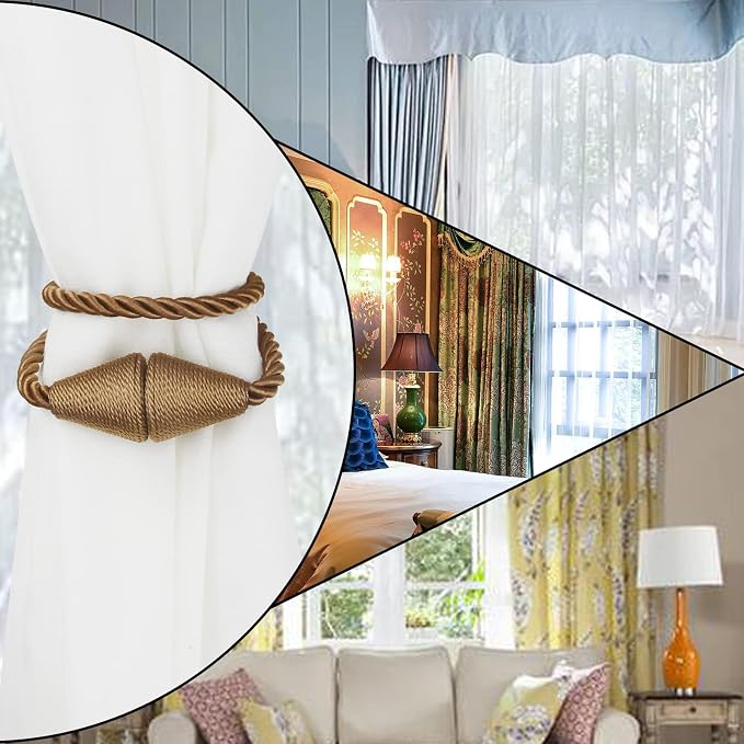 4 Pack Magnetic Curtain Tiebacks Rope Modern Handmade Curtain Tie Backs - Image 6