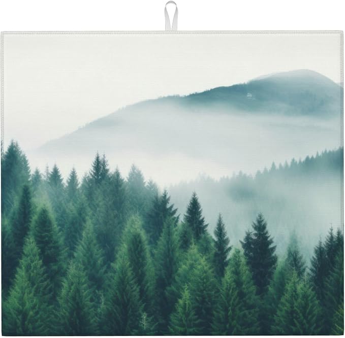 Forest Trees Mountain Dish Drying Mat 16x18 Inch, Microfiber Absorbent Fast Dry by Unknown