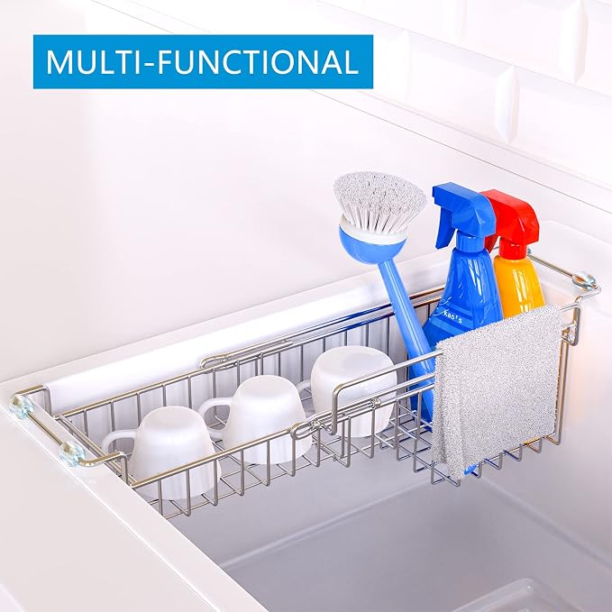 Over The Kitchen Sink Caddy Sponge Holder Organizer Drying Rack Expandable - Image 5