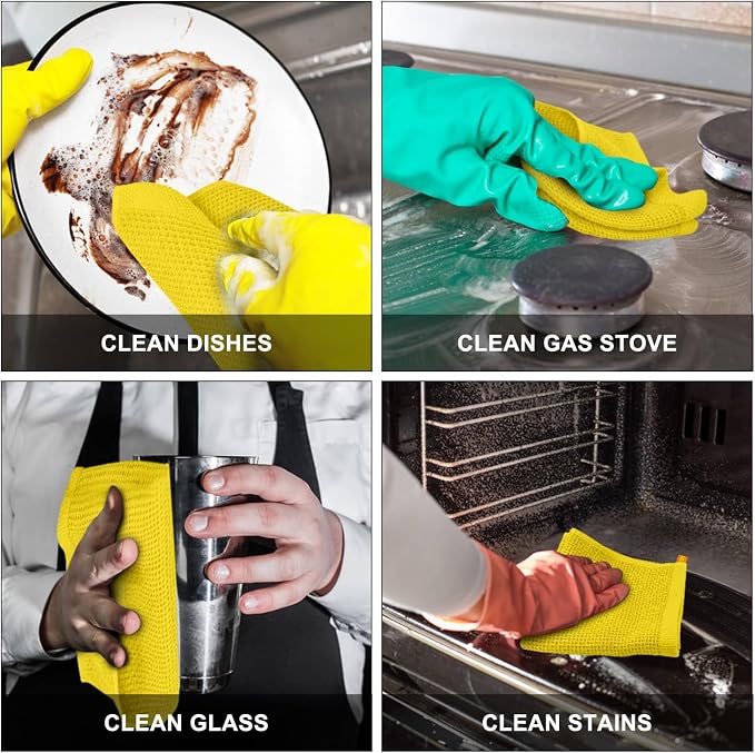 Nialnant 6 Pack Yellow Kitchen Dish Cloths, 100% Cotton Waffle Weave Dish Towels - Image 5